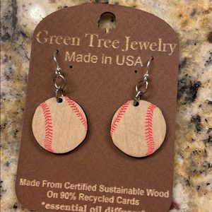 Wooden baseball earrings